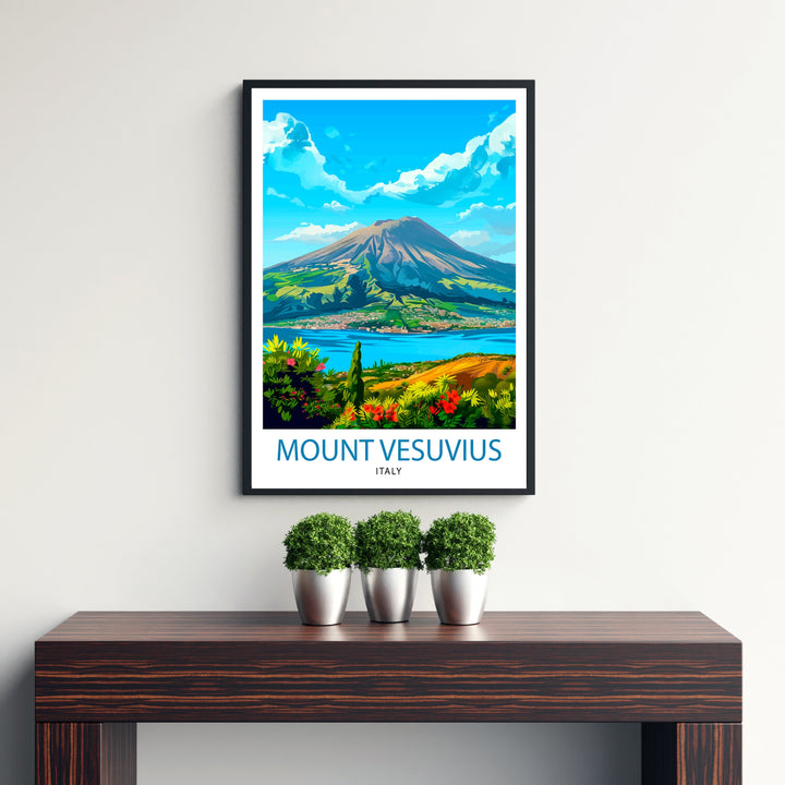 Mount Vesuvius Italy Travel Poster