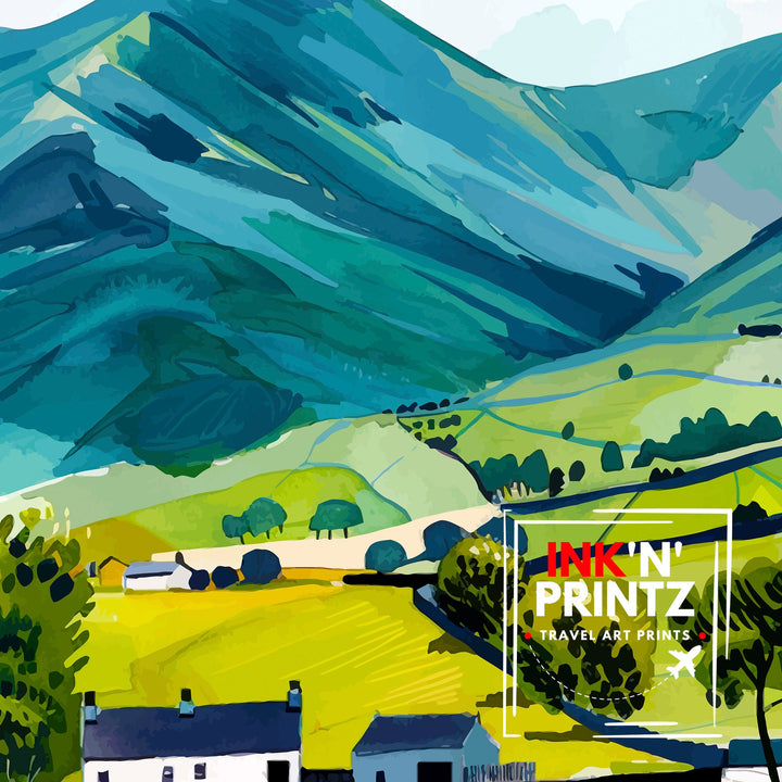 Skiddaw Lake District Travel Poster