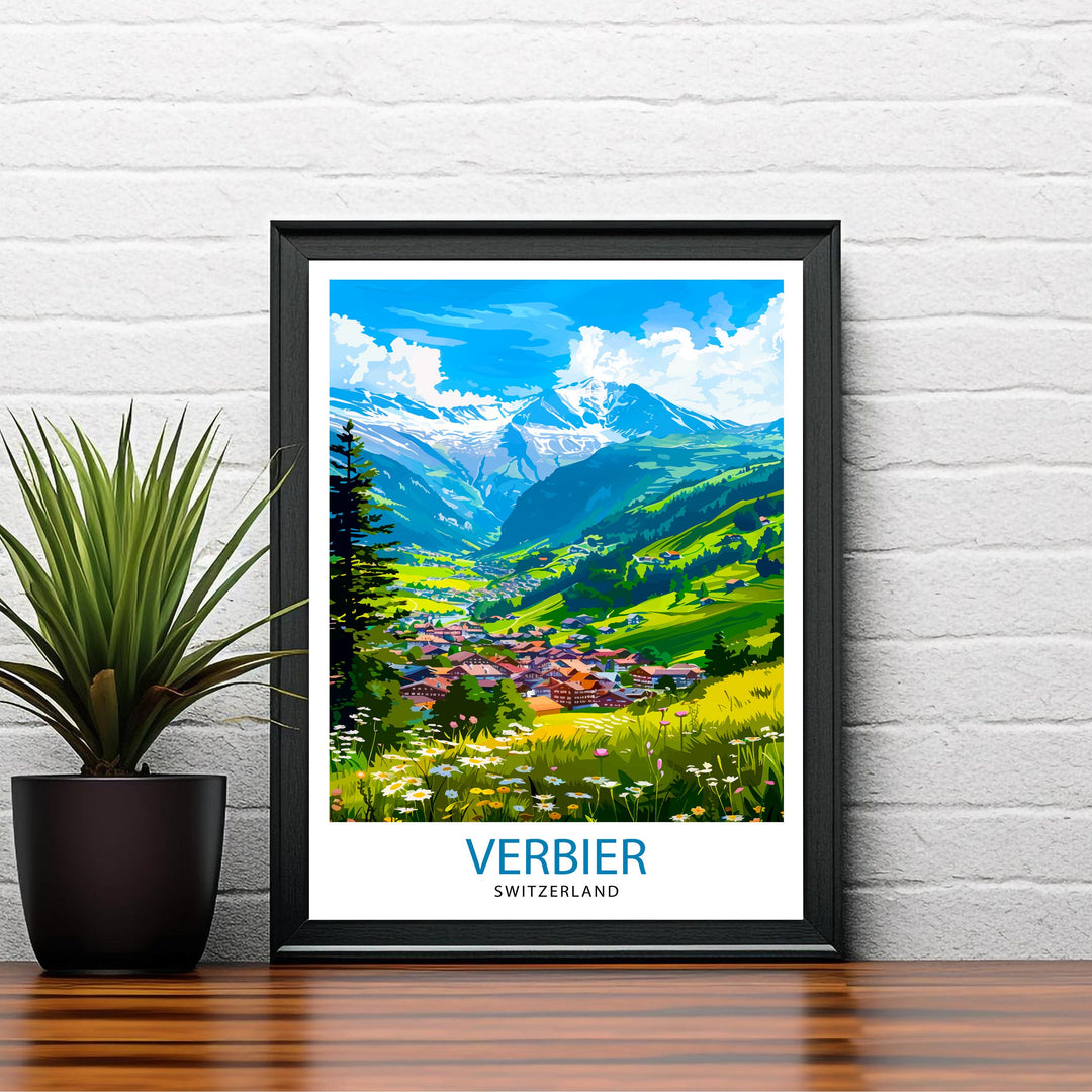 Verbier Switzerland Summer Travel Print Wall Decor Wall Art Verbier Wall Hanging Home Décor Verbier Gift Art Lovers Swiss Art Lover