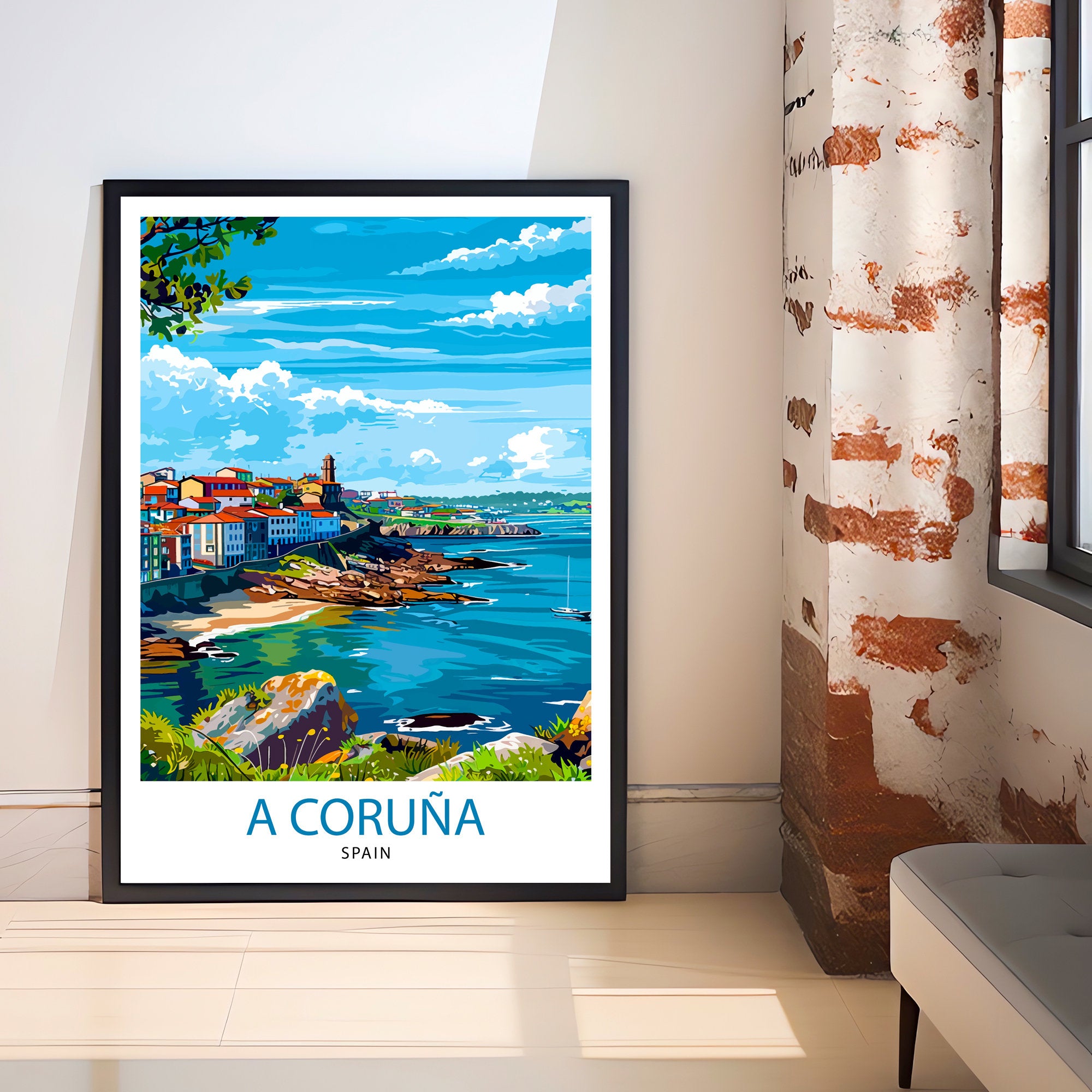 A Coruna Spain Travel Print Wall Decor Wall Art A Coruna Wall Hanging Home Décor A Coruna Gift Art Lovers Spanish Art Lover Gift Print Art