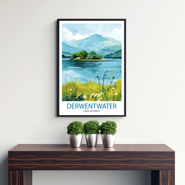 Derwentwater Lake District Travel Print Wall Decor Wall Art Derwentwater Wall Hanging Home Décor Derwentwater Gift Art Lovers UK Art