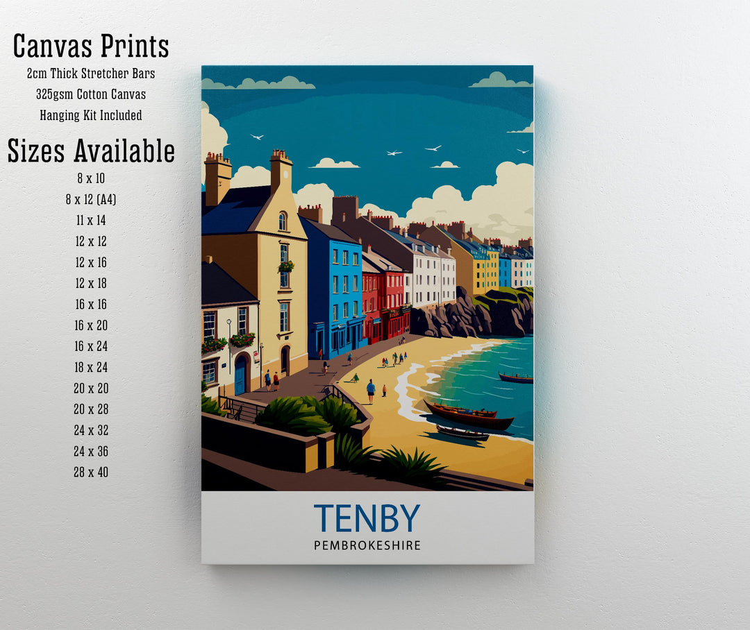 Tenby Pembrokshire Travel Poster, Art Poster , Wall Art, Art Poster