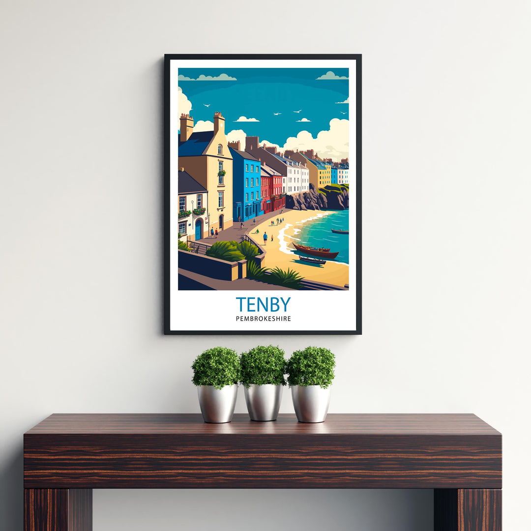 Tenby Pembrokshire Travel Poster, Art Poster , Wall Art, Art Poster