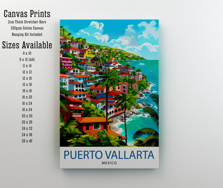 Puerto Vallarta Mexico Travel Print Wall Decor Wall Art Puerto Vallarta Wall Hanging Home Décor Puerto Vallarta Gift Art Lovers Mexican Art