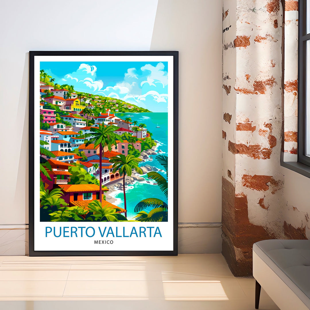 Puerto Vallarta Mexico Travel Print Wall Decor Wall Art Puerto Vallarta Wall Hanging Home Décor Puerto Vallarta Gift Art Lovers Mexican Art