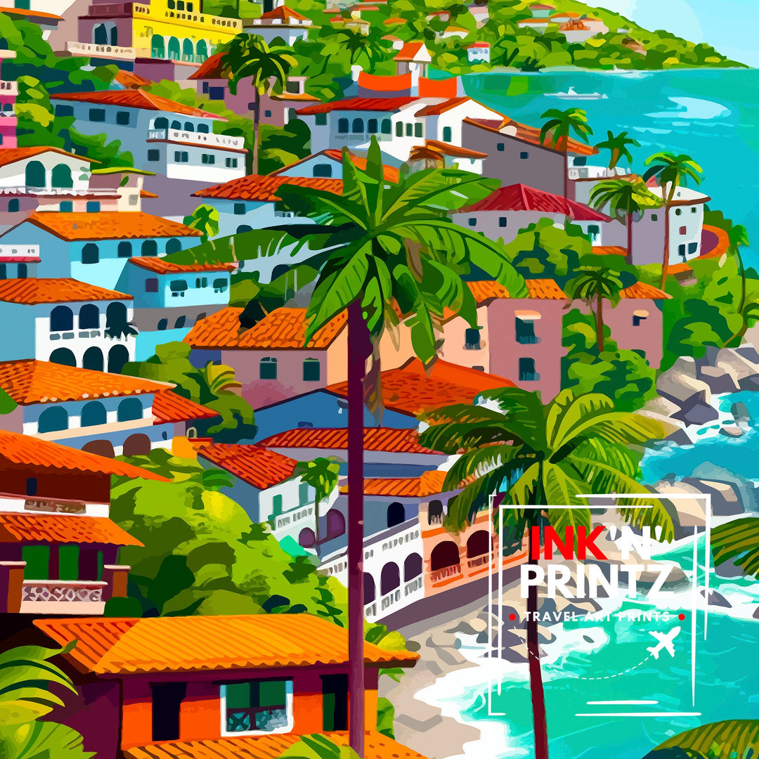 Puerto Vallarta Mexico Travel Print Wall Decor Wall Art Puerto Vallarta Wall Hanging Home Décor Puerto Vallarta Gift Art Lovers Mexican Art