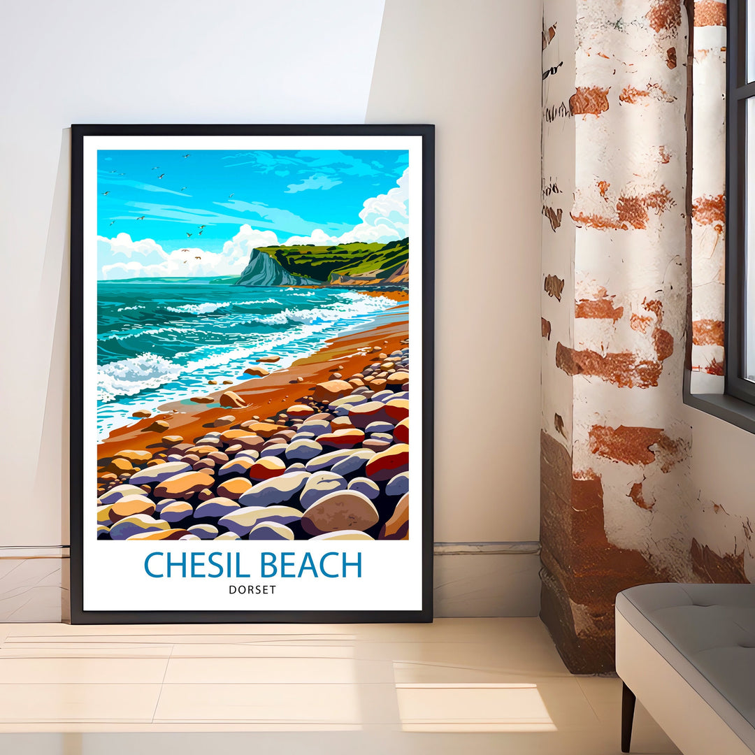 Chesil Beach Dorset Travel Poster