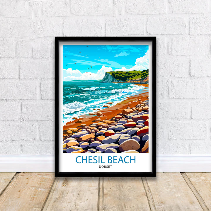 Chesil Beach Dorset Travel Poster