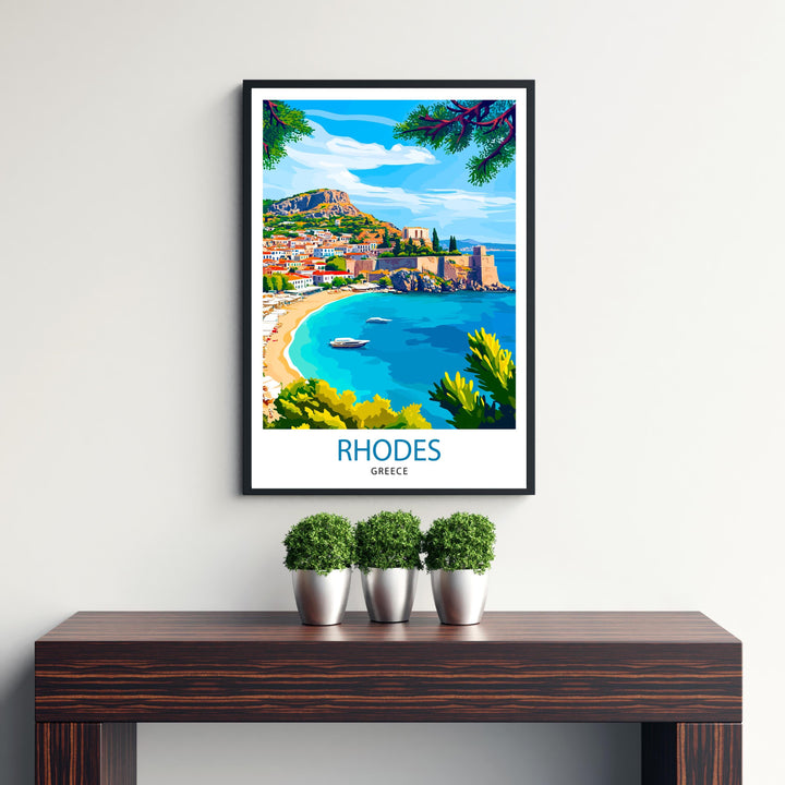 Rhodes Greece Travel Print Rhodes Island Wall Decor Rhodes Greece Poster Greek Island Travel Prints Rhodes Art Print Rhodes Illustration