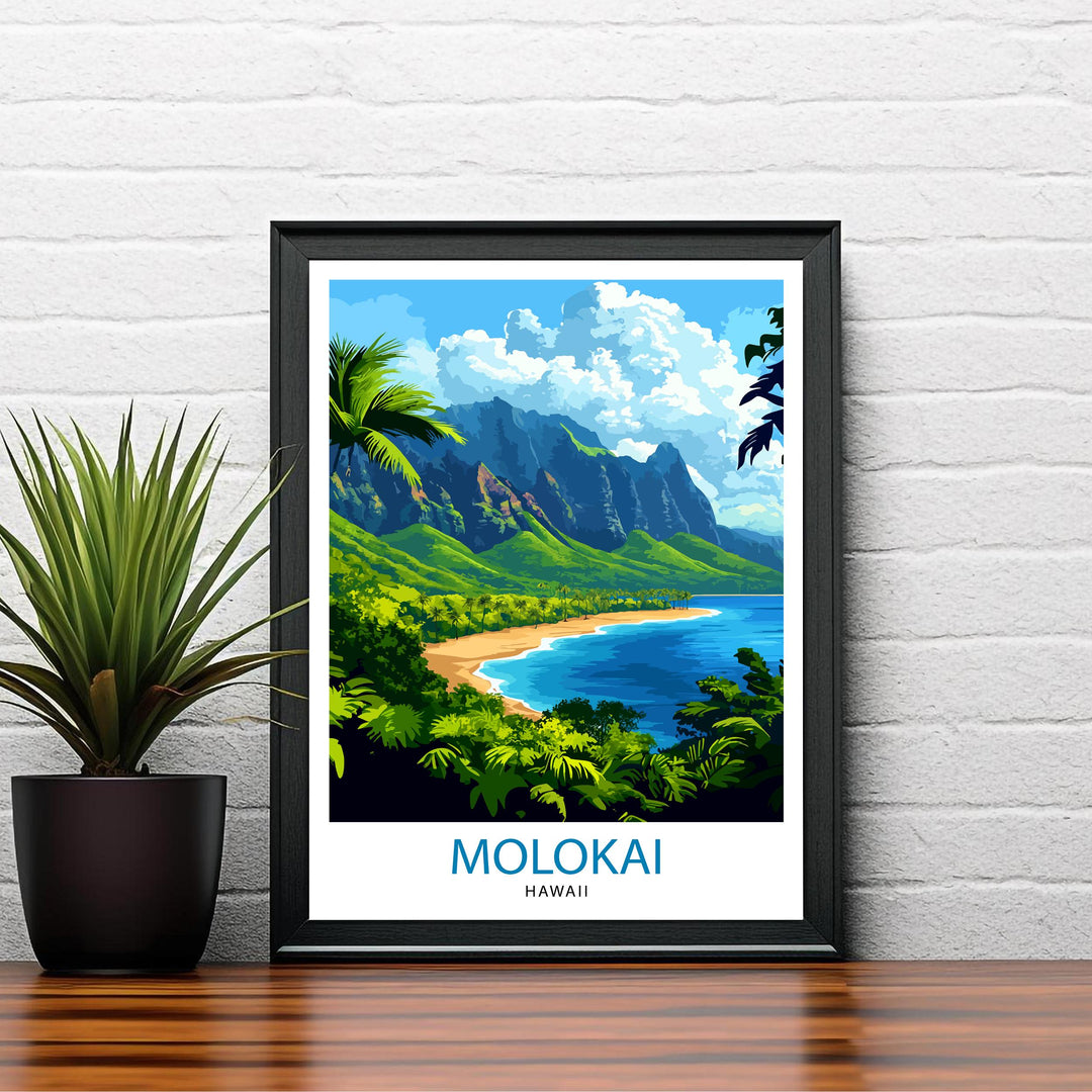 Molokai Hawaii Travel Print Wall Decor Wall Art Molokai Wall Hanging Home Décor Molokai Gift Art Lovers Hawaiian Art Lover Gift Print Art