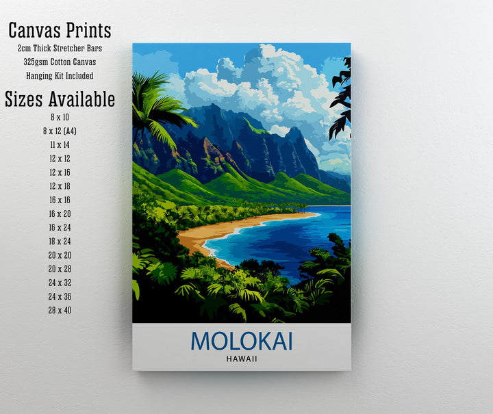 Molokai Hawaii Travel Print Wall Decor Wall Art Molokai Wall Hanging Home Décor Molokai Gift Art Lovers Hawaiian Art Lover Gift Print Art