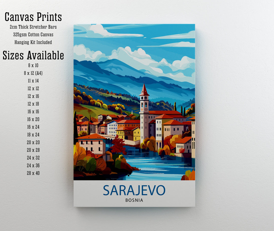 Sarajevo Bosnia and Herzegovina Travel Print Wall Decor Wall Art Sarajevo Wall Hanging Home Décor Sarajevo Gift Art Lovers Balkan Art Lover