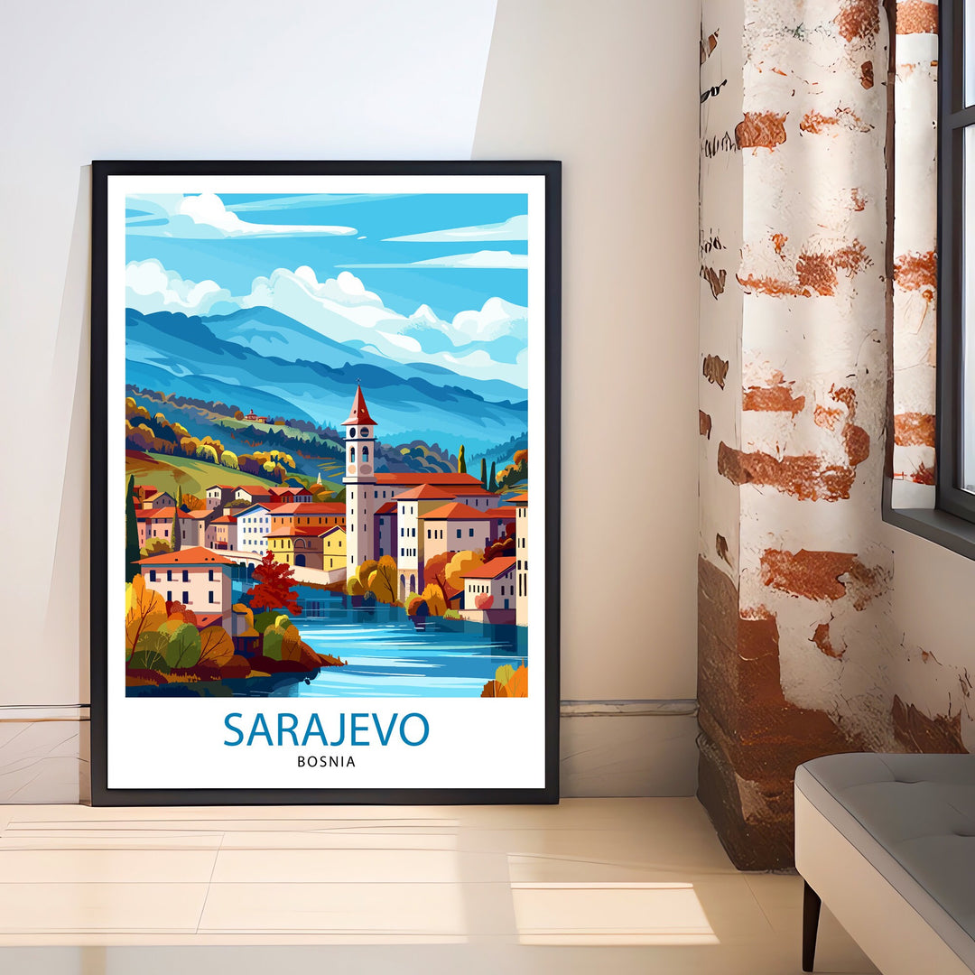 Sarajevo Bosnia and Herzegovina Travel Print Wall Decor Wall Art Sarajevo Wall Hanging Home Décor Sarajevo Gift Art Lovers Balkan Art Lover