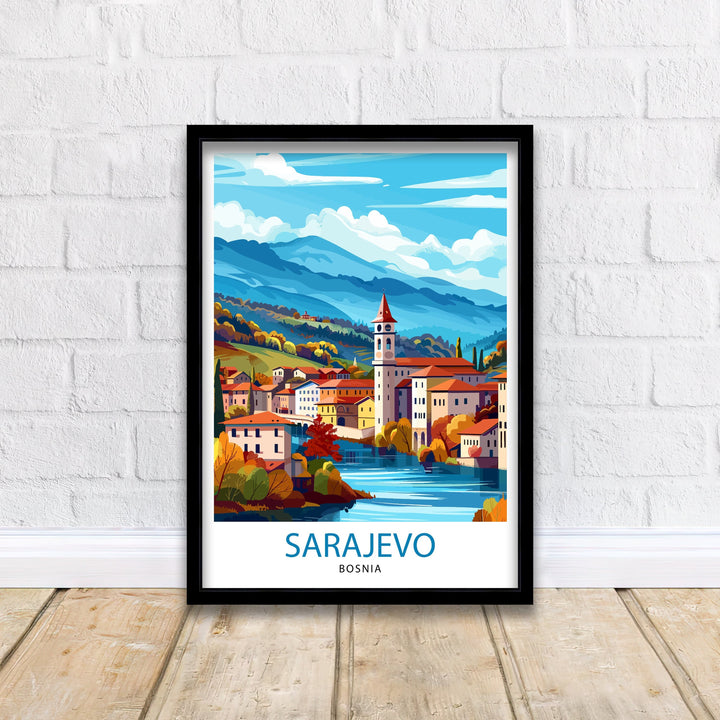 Sarajevo Bosnia and Herzegovina Travel Print Wall Decor Wall Art Sarajevo Wall Hanging Home Décor Sarajevo Gift Art Lovers Balkan Art Lover