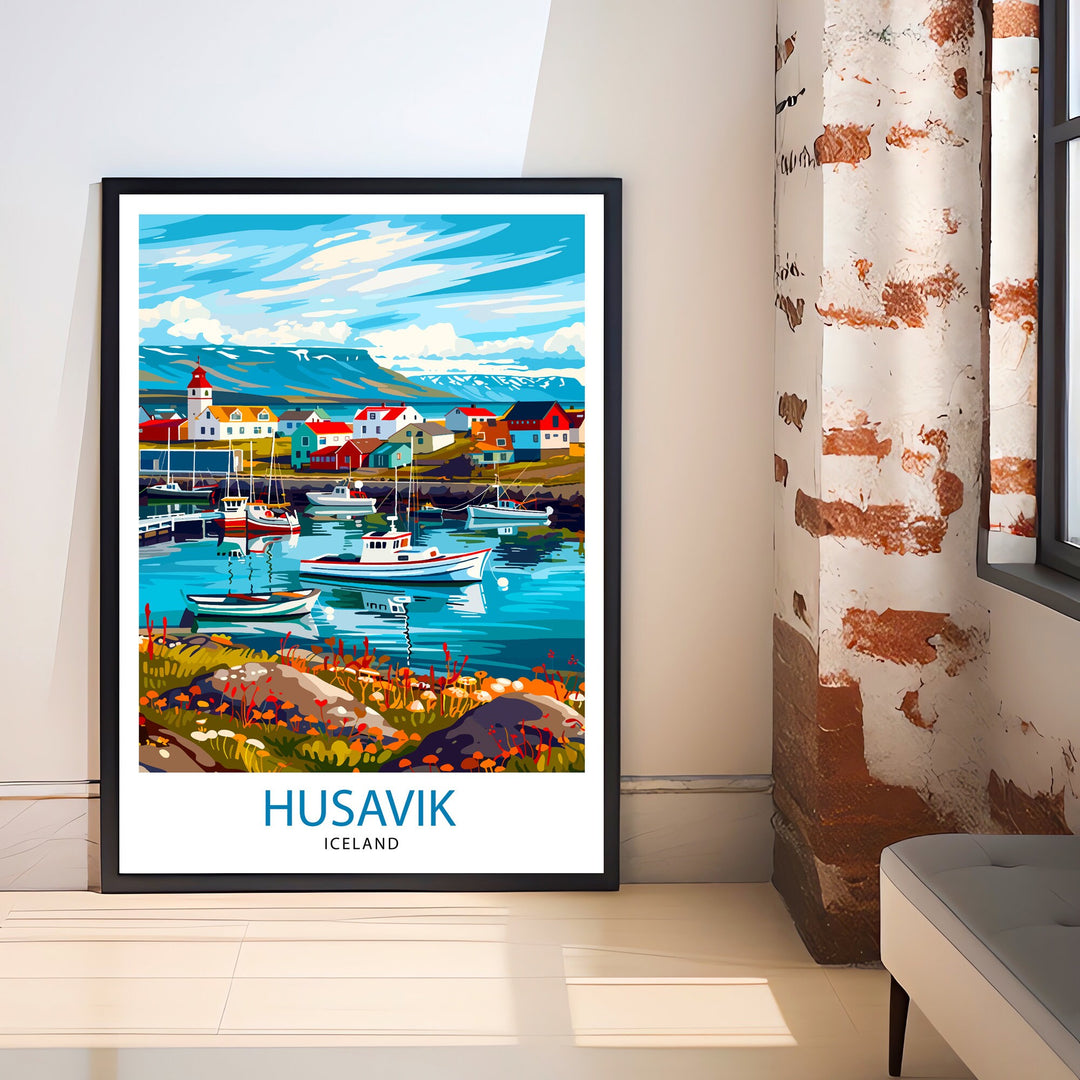 Husavík Iceland Travel Print Wall Decor Wall Art Húsavík Wall Hanging Home Decor Husavík Gift Art Lovers Icelandic Art Lover Gift Print Art