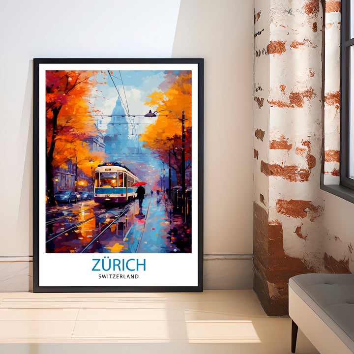 Zurich Switzerland Travel Print Zurich Wall Decor Zurich Home Living Decor Zurich Illustration Travel Poster Gift For Zurich Switzerland
