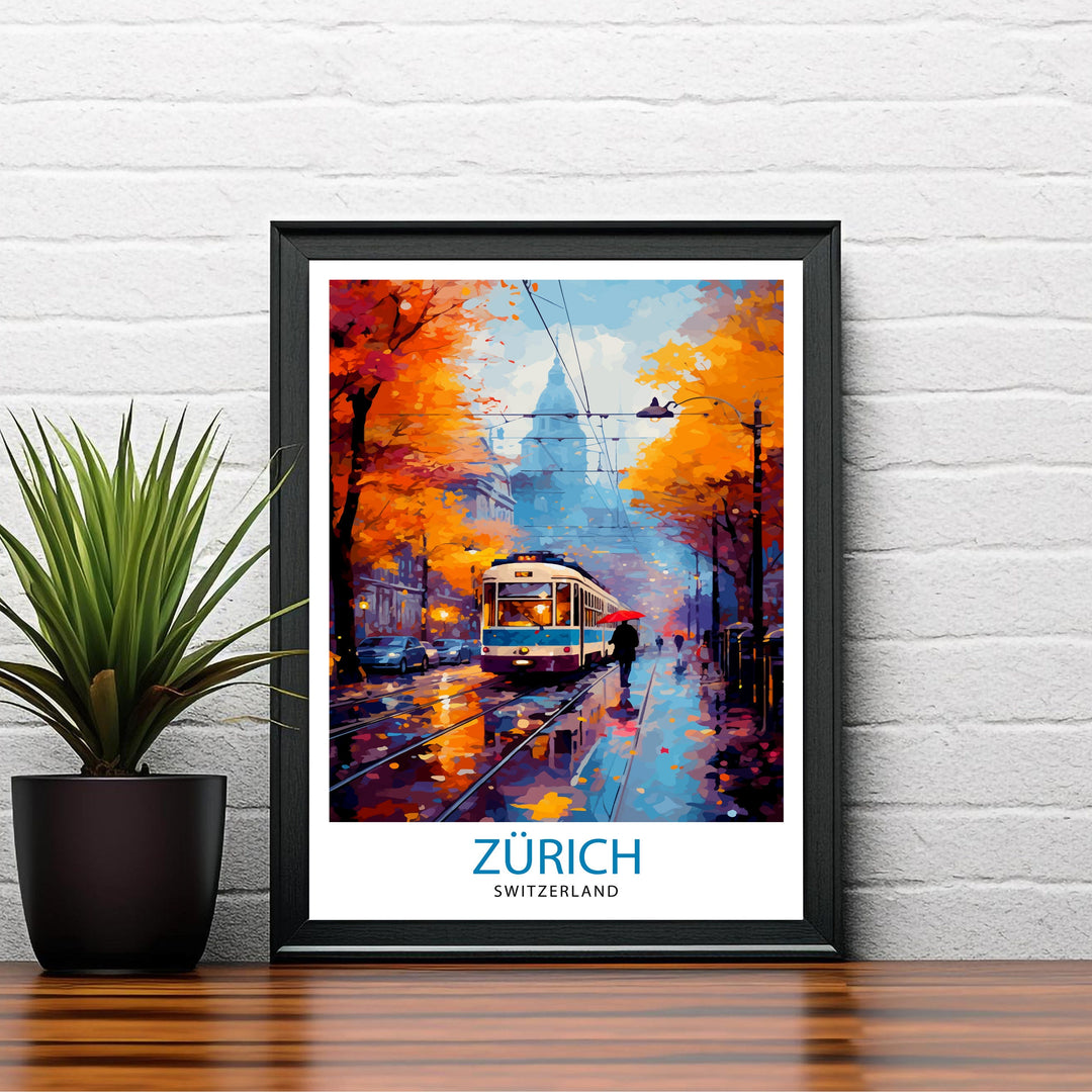 Zurich Switzerland Travel Print Zurich Wall Decor Zurich Home Living Decor Zurich Illustration Travel Poster Gift For Zurich Switzerland
