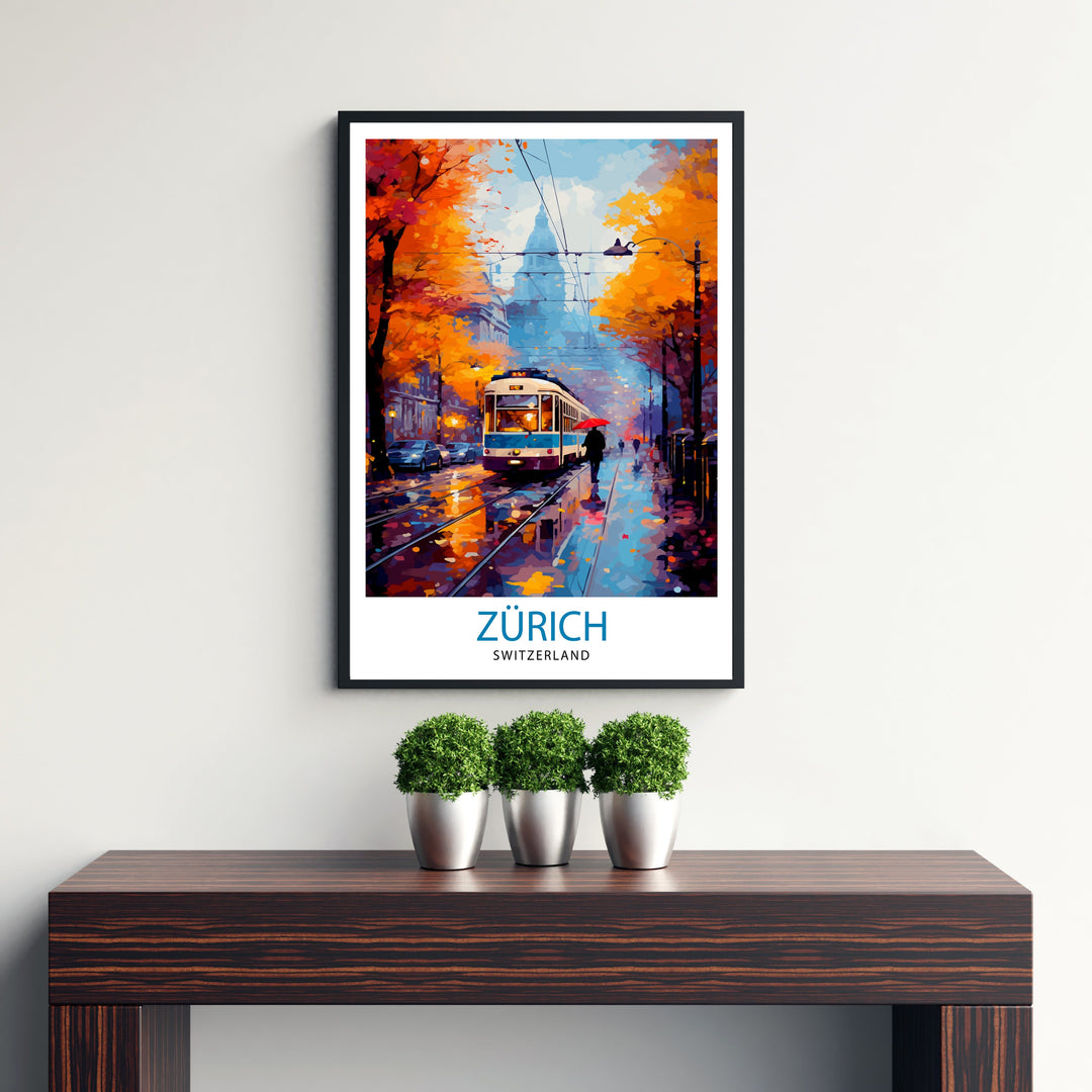 Zurich Switzerland Travel Print Zurich Wall Decor Zurich Home Living Decor Zurich Illustration Travel Poster Gift For Zurich Switzerland