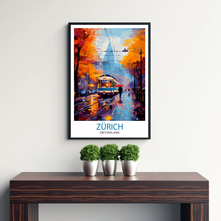 Zurich Switzerland Travel Print Zurich Wall Decor Zurich Home Living Decor Zurich Illustration Travel Poster Gift For Zurich Switzerland