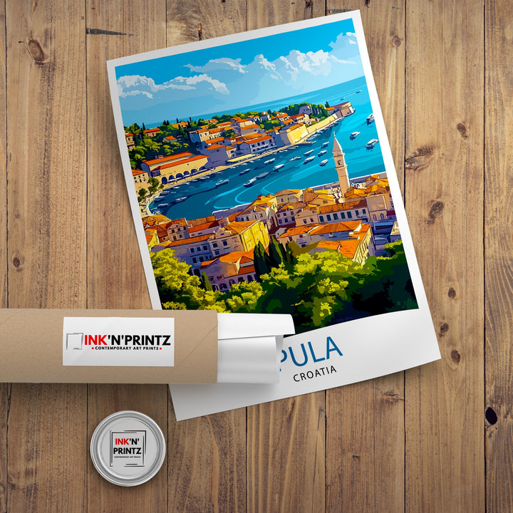 Pula Croatia Travel Print Wall Decor Wall Art Pula Wall Hanging Home Décor Pula Gift Art Lovers Croatian Art Lover Gift Print Art