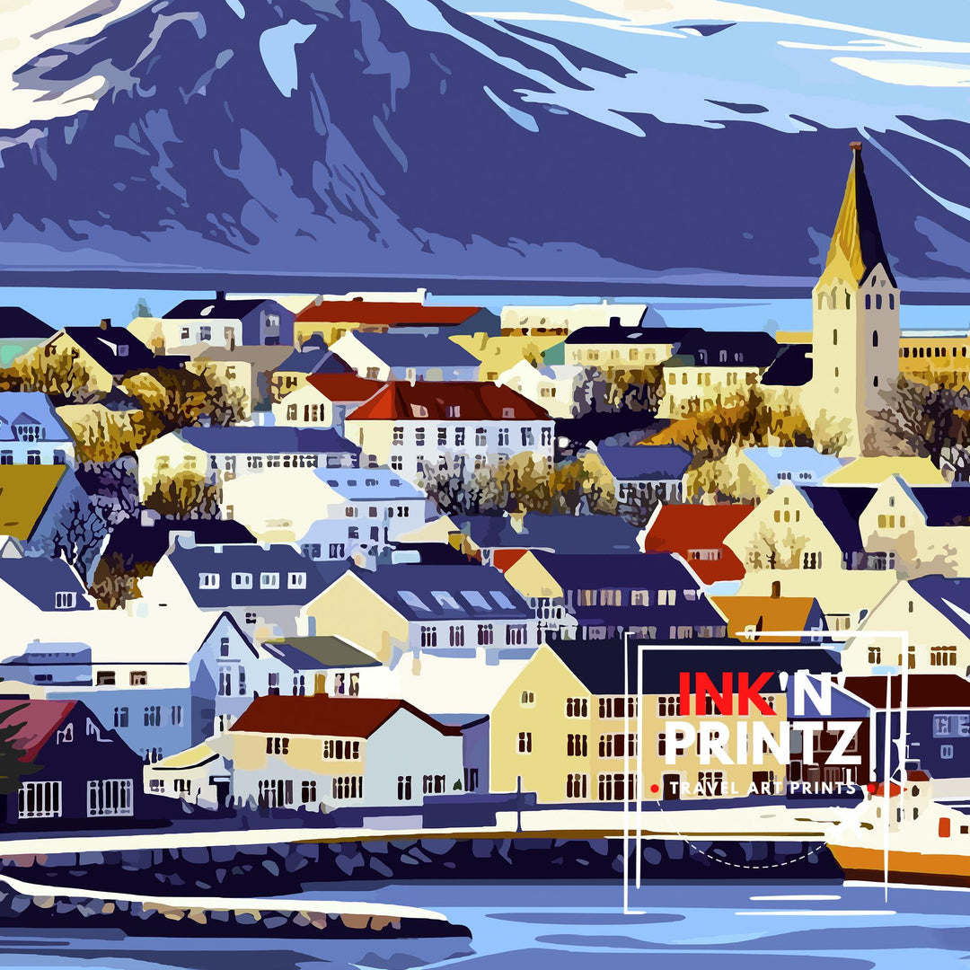 Reykjavik Iceland Travel Poster