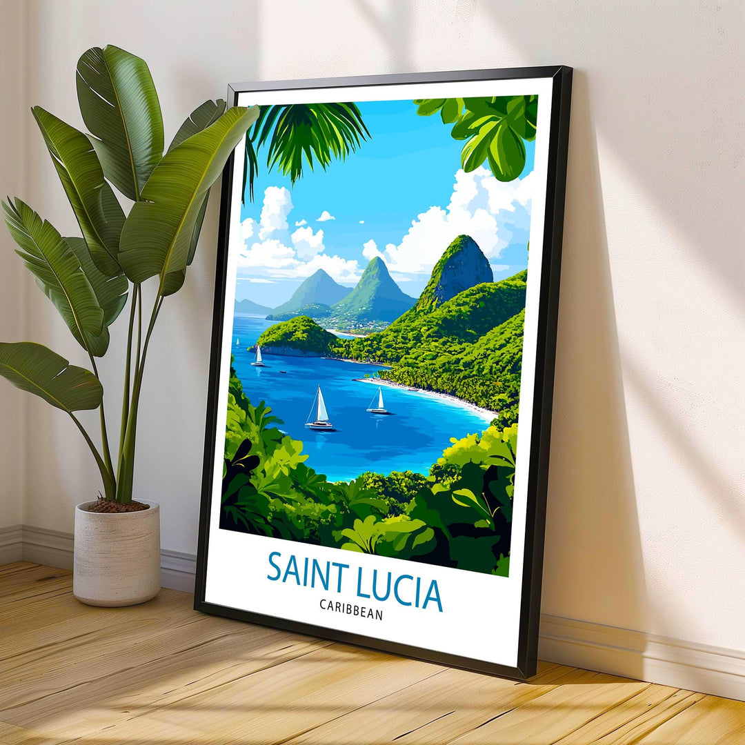 St. Lucia Caribbean Travel Print Wall Decor Wall Art St. Lucia Wall Hanging Home Décor St. Lucia Gift Art Lovers Caribbean Art Lover Gift