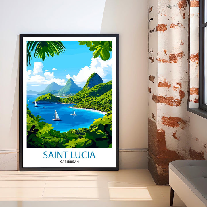 St. Lucia Caribbean Travel Print Wall Decor Wall Art St. Lucia Wall Hanging Home Décor St. Lucia Gift Art Lovers Caribbean Art Lover Gift