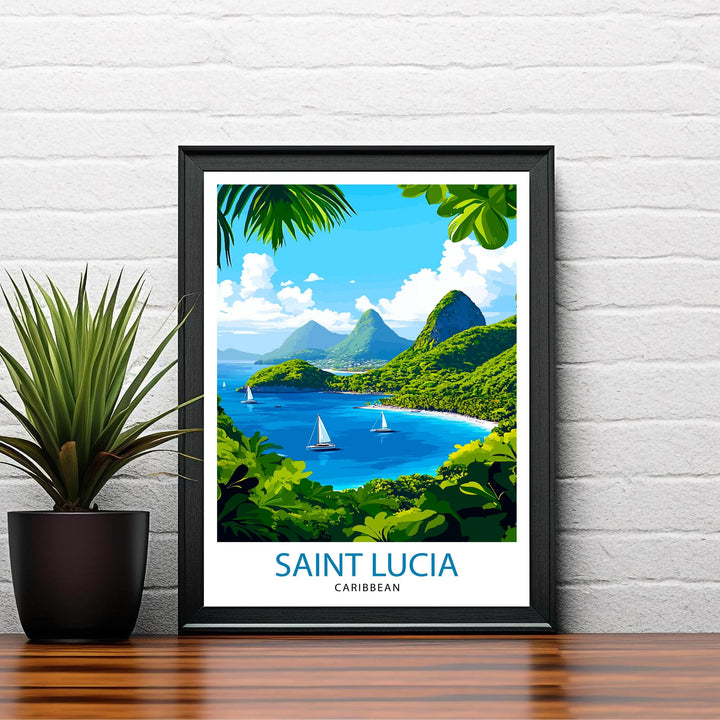 St. Lucia Caribbean Travel Print Wall Decor Wall Art St. Lucia Wall Hanging Home Décor St. Lucia Gift Art Lovers Caribbean Art Lover Gift