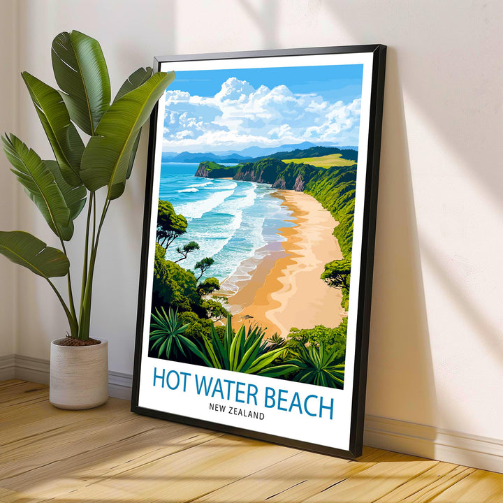 Hot Water Beach New Zealand Travel Poster