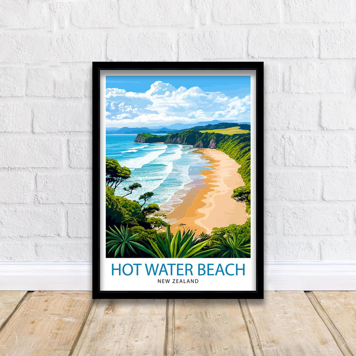 Hot Water Beach New Zealand Travel Poster