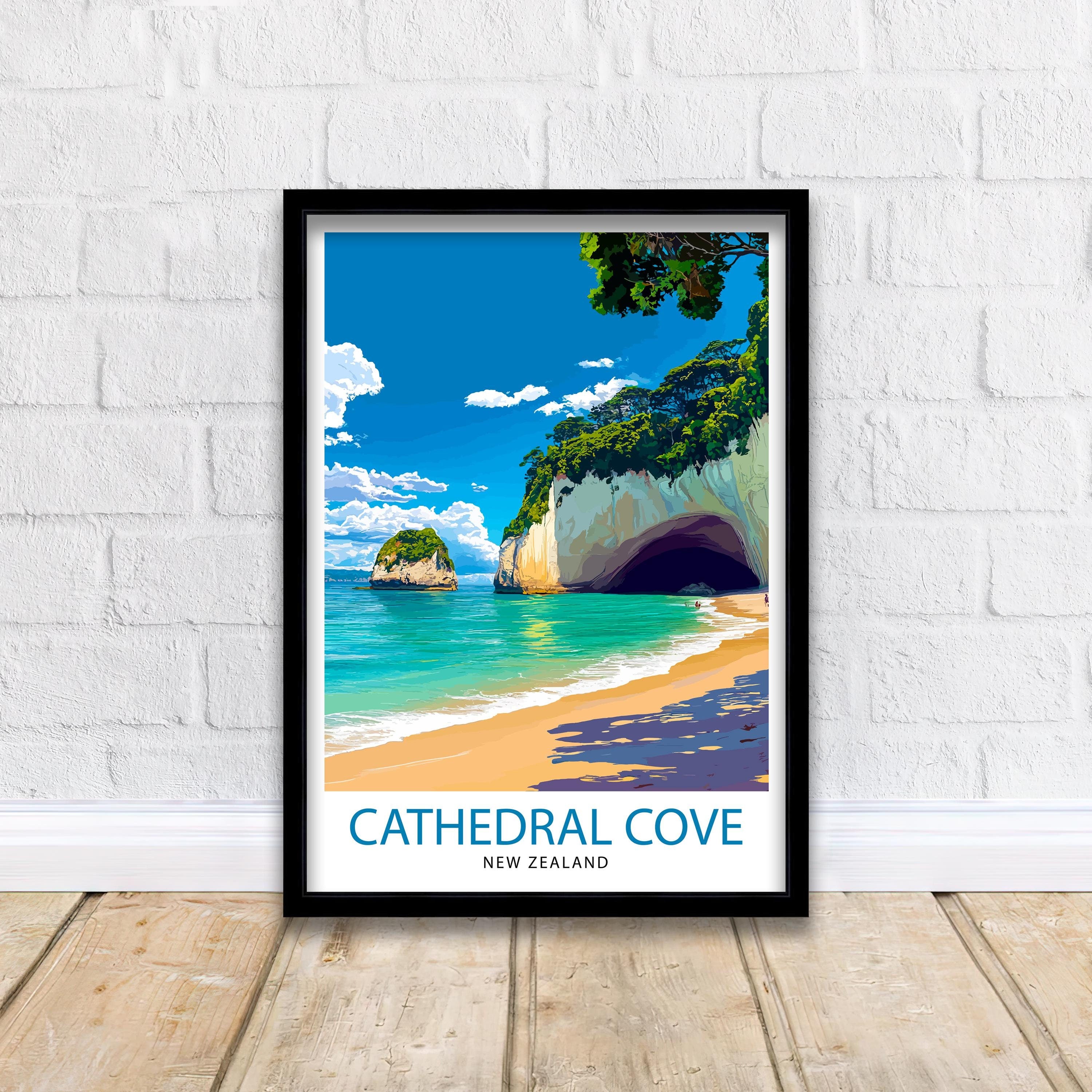 Cathedral Cove New Zealand Travel Print Wall Decor Wall Art Cathedral Cove Wall Hanging Home Décor Cathedral Cove Gift Art Lovers