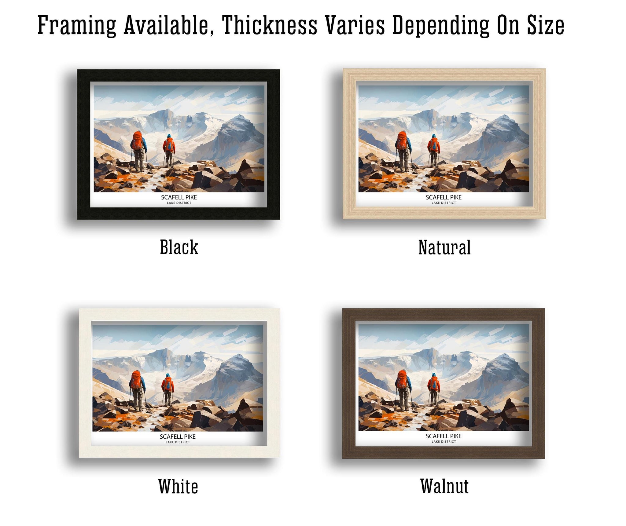 Scafell Pike Travel Print Lake District Wall Art Scafell Pike Illustration England Travel Poster Gift for Hikers Mountain Wall Decor
