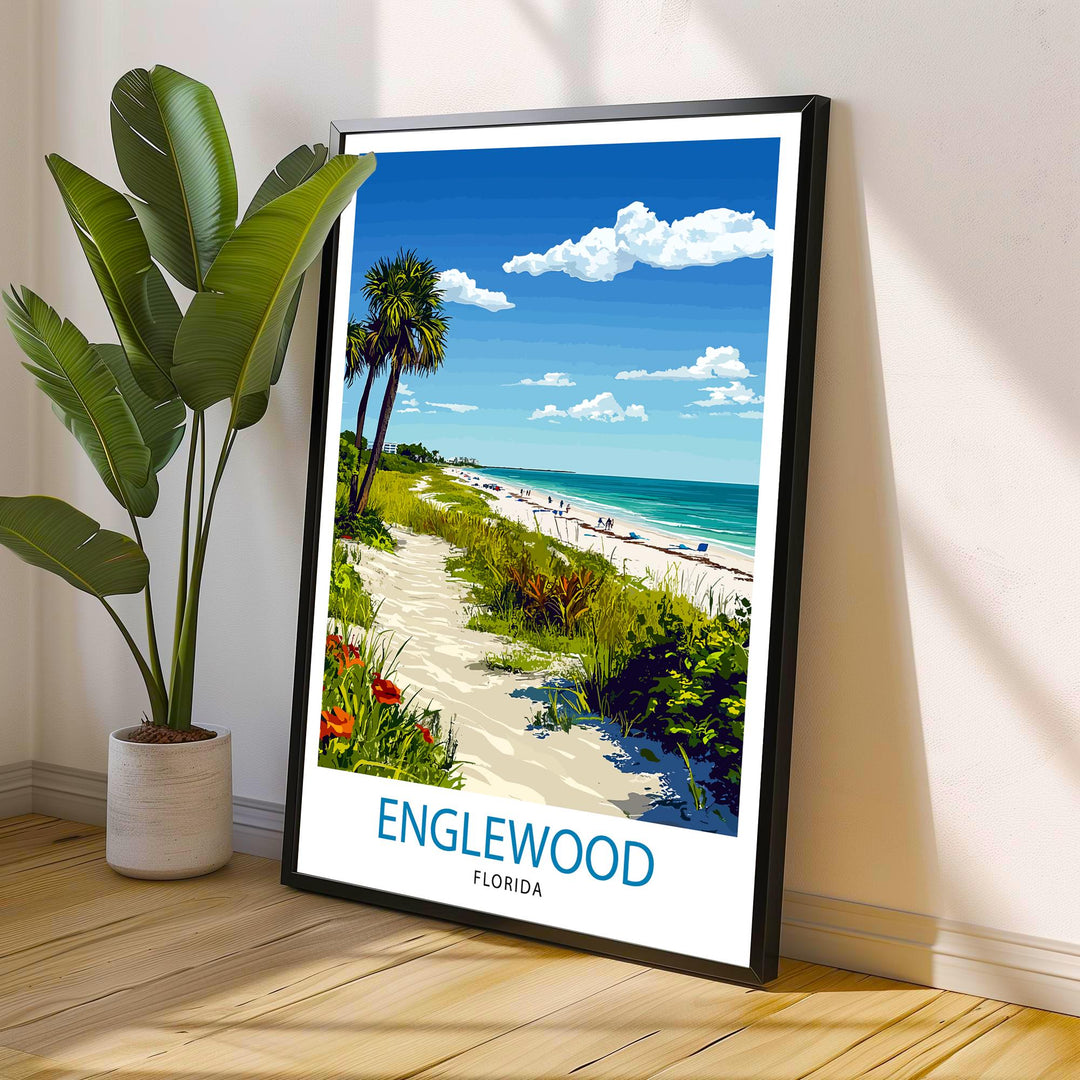 Englewood Florida Travel Print Wall Decor Wall Art Englewood Wall Hanging Home Décor Englewood Gift Art Lovers Florida Art Lover Gift Print