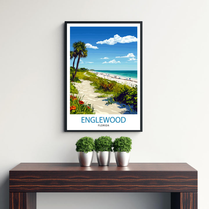 Englewood Florida Travel Print Wall Decor Wall Art Englewood Wall Hanging Home Décor Englewood Gift Art Lovers Florida Art Lover Gift Print