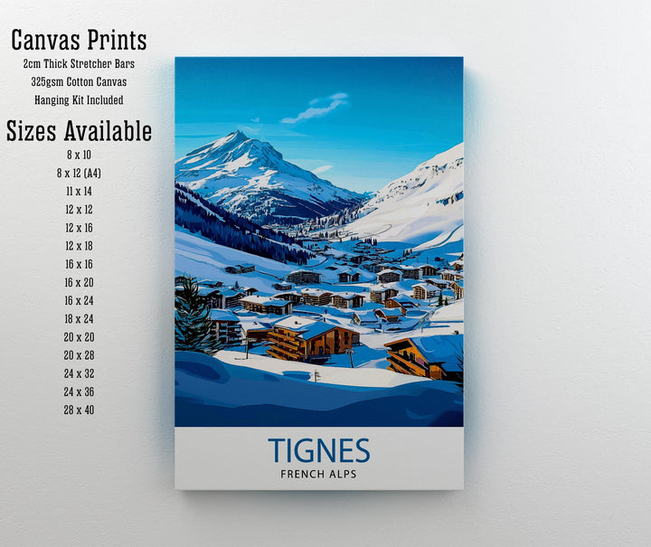 Tignes Ski Resort French Alps Travel Print Wall Decor Wall Art Tignes Wall Hanging Home Décor Tignes Gift Art Lovers French Ski Art Lover