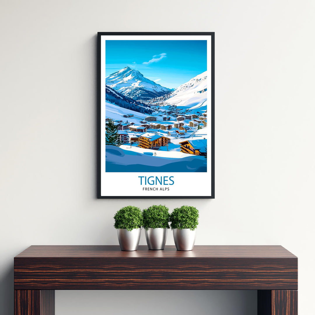 Tignes Ski Resort French Alps Travel Print Wall Decor Wall Art Tignes Wall Hanging Home Décor Tignes Gift Art Lovers French Ski Art Lover