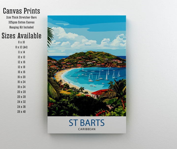 St. Barts Caribbean Travel Print Wall Decor Wall Art St. Barts Wall Hanging Home Décor St. Barts Gift Art Lovers Caribbean Art Lover Gift