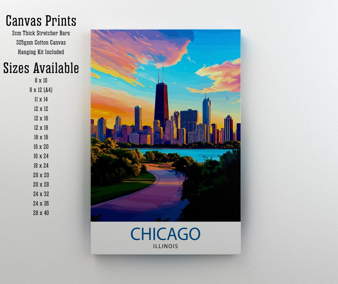 Chicago Illinois Travel Print Wall Decor Wall Art Chicago Wall Hanging Home Décor Chicago Gift Art Lovers American Art Lover Gift Print Art