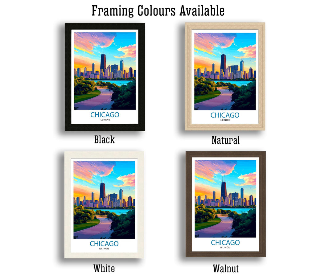 Chicago Illinois Travel Print Wall Decor Wall Art Chicago Wall Hanging Home Décor Chicago Gift Art Lovers American Art Lover Gift Print Art