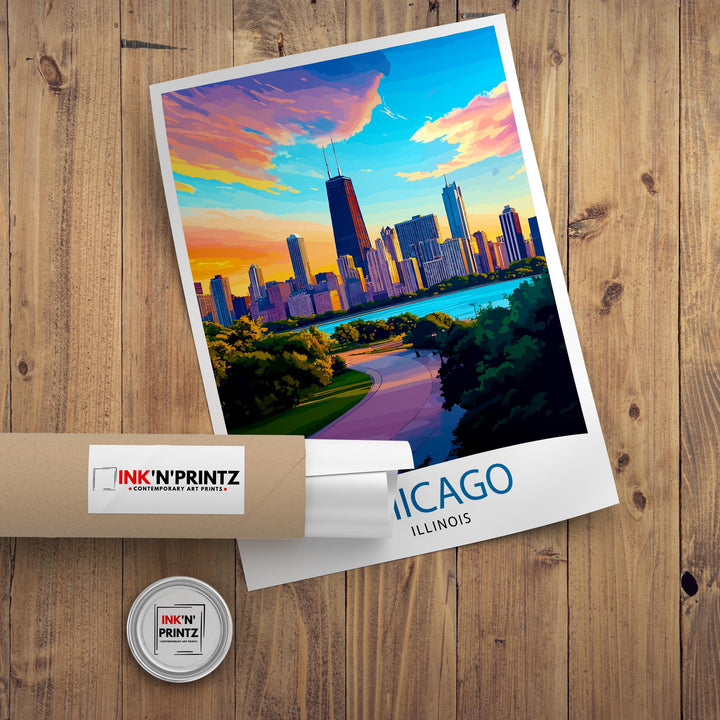 Chicago Illinois Travel Print Wall Decor Wall Art Chicago Wall Hanging Home Décor Chicago Gift Art Lovers American Art Lover Gift Print Art