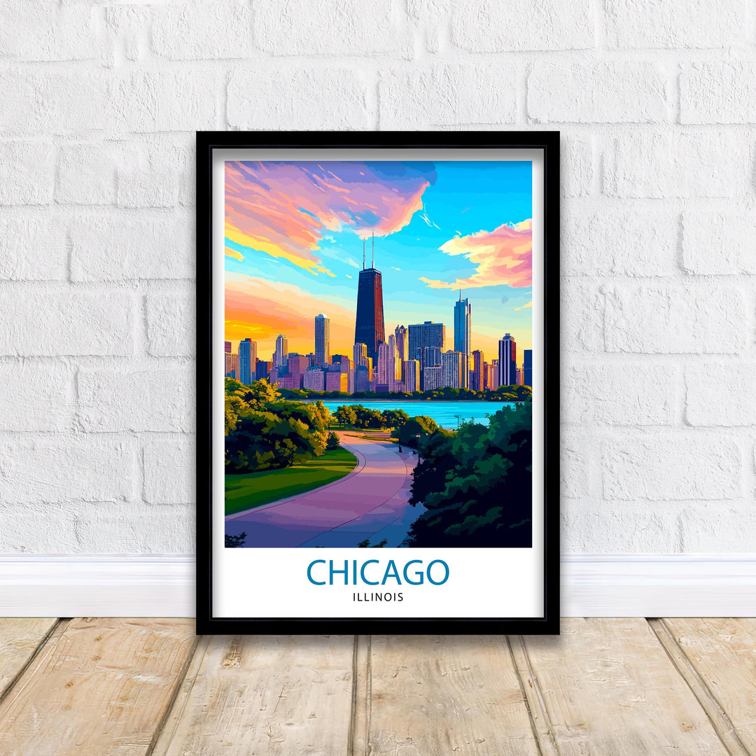 Chicago Illinois Travel Print Wall Decor Wall Art Chicago Wall Hanging Home Décor Chicago Gift Art Lovers American Art Lover Gift Print Art