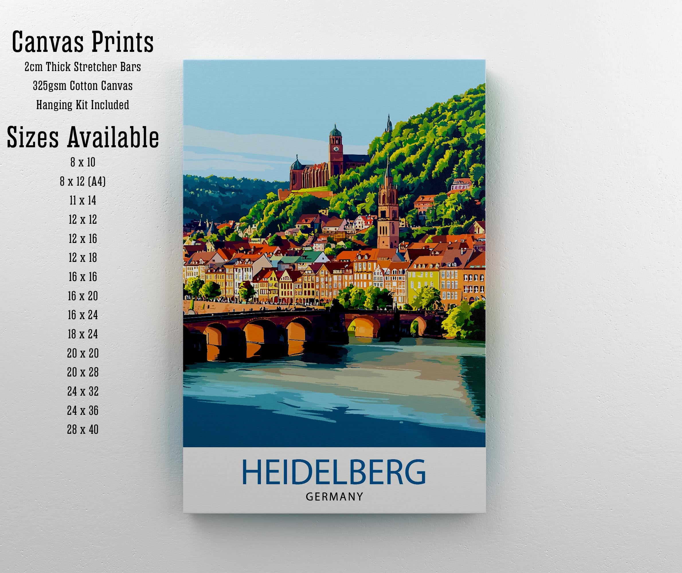 Heidelberg Germany Travel Print Wall Decor Wall Art Heidelberg Wall Hanging Home Décor Heidelberg Gift Art Lovers German Art Lover Gift