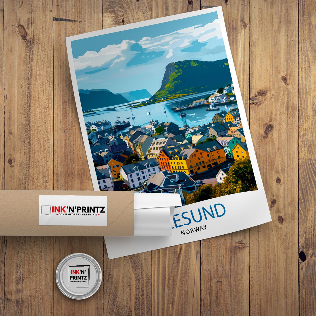 Alesund Norway Travel Poster