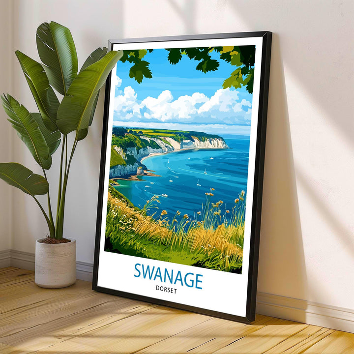 Swanage Dorset Travel Print Wall Decor Wall Art Swanage Wall Hanging Home Décor Swanage Gift Art Lovers English Art Lover Gift Print Art