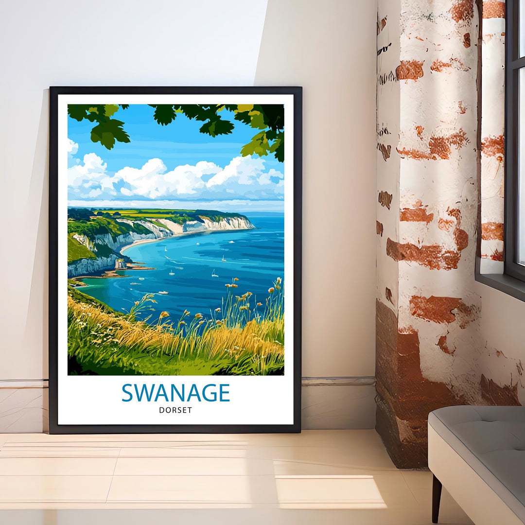 Swanage Dorset Travel Print Wall Decor Wall Art Swanage Wall Hanging Home Décor Swanage Gift Art Lovers English Art Lover Gift Print Art