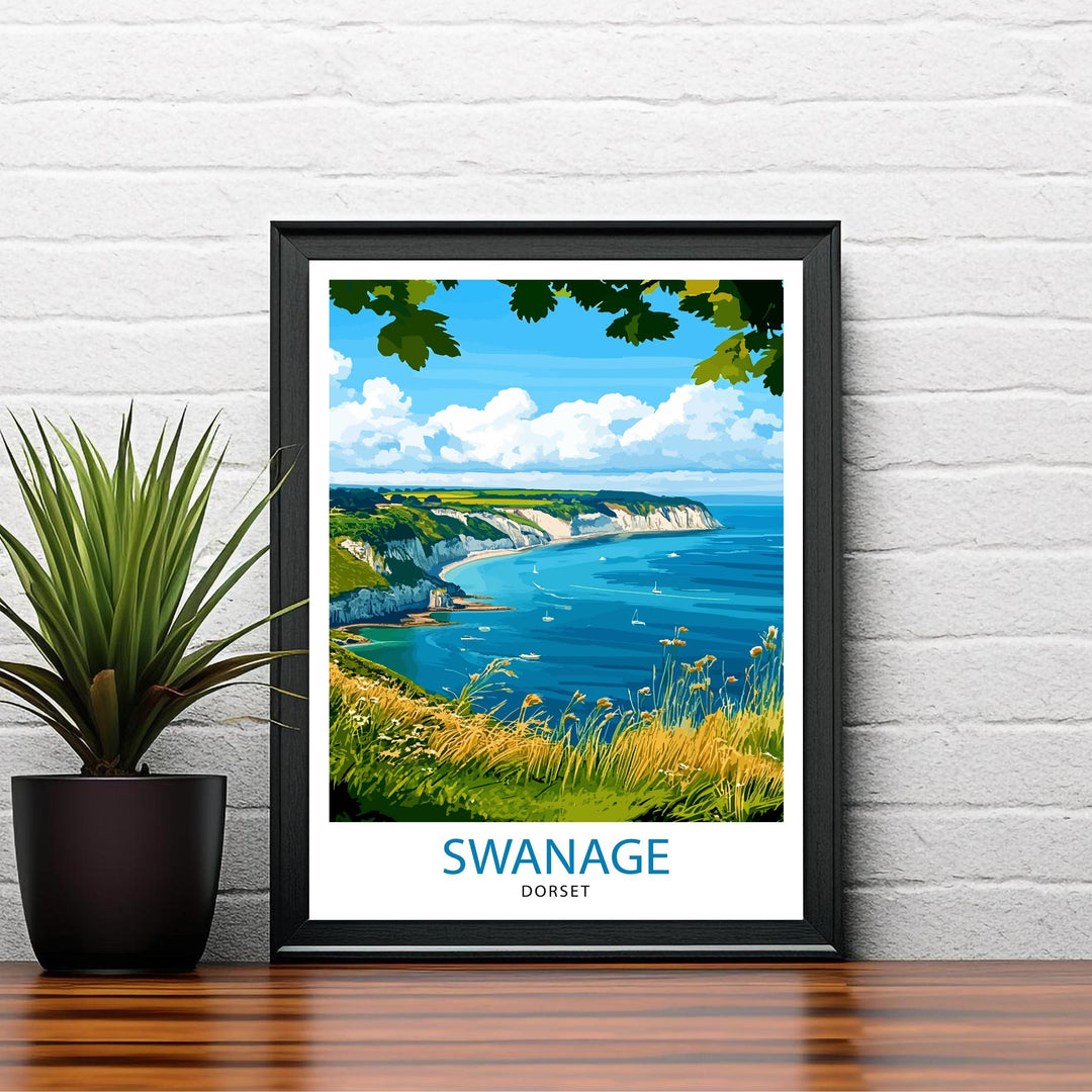 Swanage Dorset Travel Print Wall Decor Wall Art Swanage Wall Hanging Home Décor Swanage Gift Art Lovers English Art Lover Gift Print Art