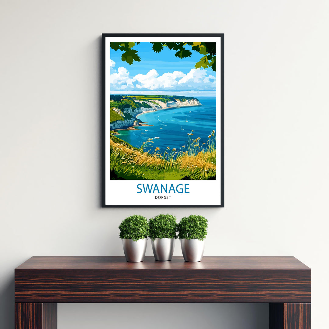 Swanage Dorset Travel Print Wall Decor Wall Art Swanage Wall Hanging Home Décor Swanage Gift Art Lovers English Art Lover Gift Print Art