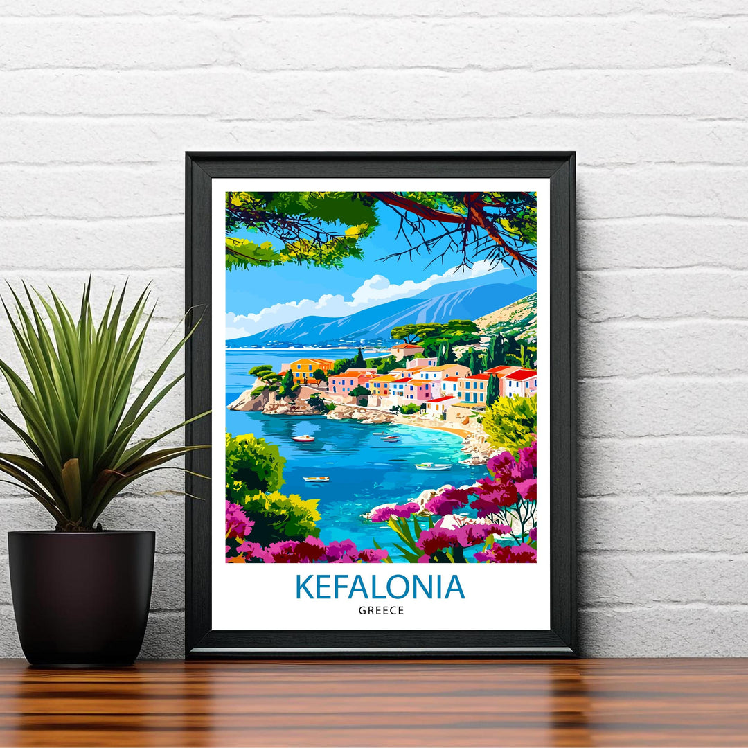 Kefalonia Greece Travel Print Wall Decor Wall Art Kefalonia Wall Hanging Home Décor Kefalonia Gift Art Lovers Greek Art Lover Gift Print Art