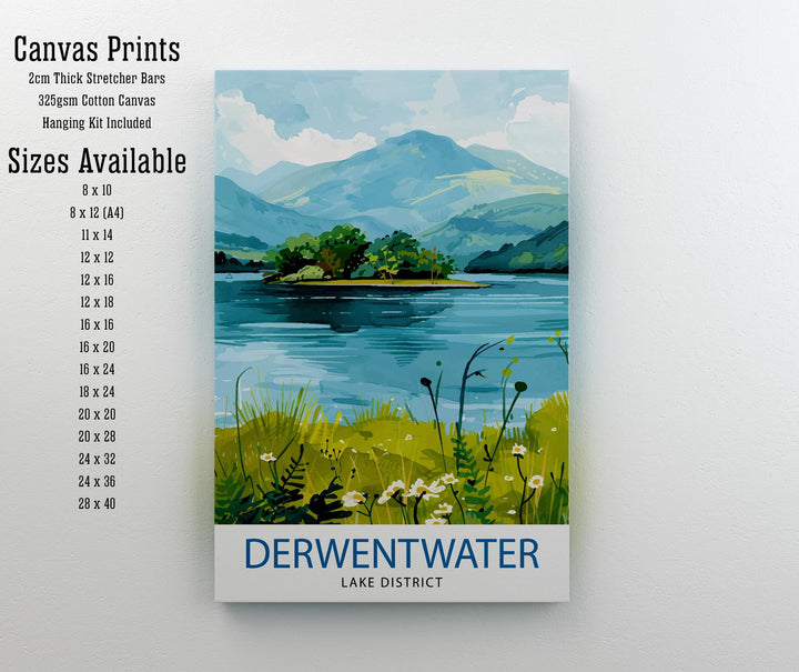 Derwentwater Lake District Travel Print Wall Decor Wall Art Derwentwater Wall Hanging Home Décor Derwentwater Gift Art Lovers UK Art