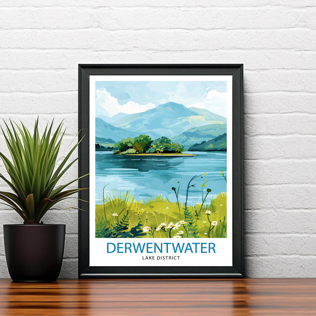 Derwentwater Lake District Travel Poster